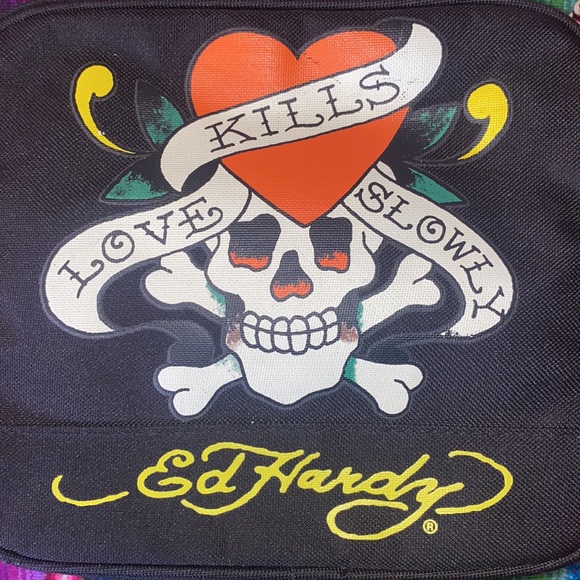 Authentic Vintage Ed Hardy Love Kills Slowly Skull Y2K Crossbody Handbag - Picture 7 of 9